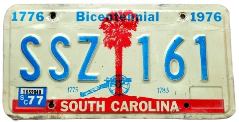 South Carolina 1976/77 - tablica z USA