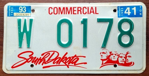 South Dakota 1993 - tablica z USA