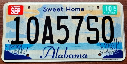 Sweet Home Alabama 2010 - tablica z USA