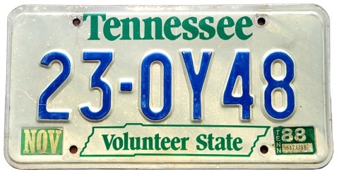 Tennessee 1988 - tablica z USA