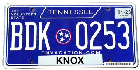 Tennessee 2023 - tablica z USA