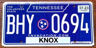 Tennessee 2023 - tablica z USA