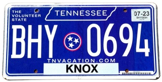 Tennessee 2023 - tablica z USA