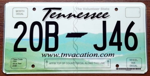 Tennessee - tablica z USA