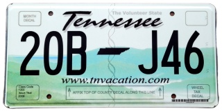 Tennessee - tablica z USA