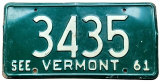 Vermont 1961 - tablica z USA