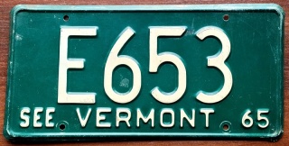 Vermont 1965 - tablica z USA