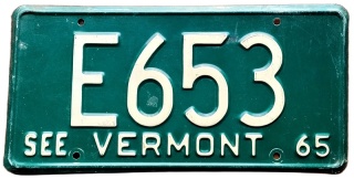 Vermont 1965 - tablica z USA
