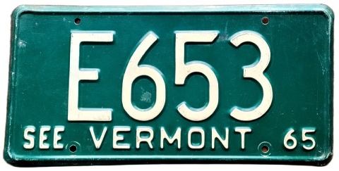 Vermont 1965 - tablica z USA