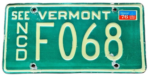 Vermont 1976 - tablica z USA dla