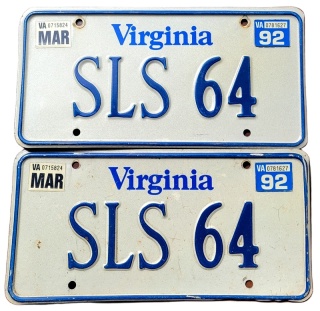 Virginia 1992 SLS para - tablice z USA