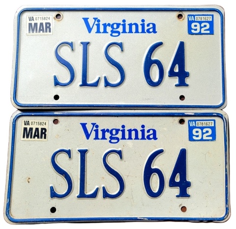 Virginia 1992 SLS para - tablice z USA
