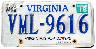 Virginia 2018 - tablica z USA