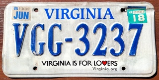 Virginia 2018 - tablica z USA