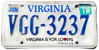 Virginia 2018 - tablica z USA