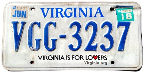 Virginia 2018 - tablica z USA