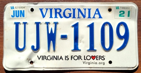 Virginia 2021 - tablica z USA