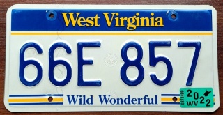 West Virginia 2022 - tablica z USA