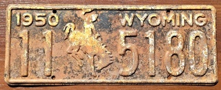 Wyoming 1950 - tablica z USA