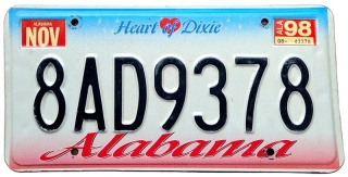 Alabama 1998 - tablica z USA
