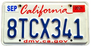 California 2021 - tablica z USA