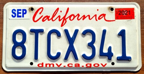 California 2021 - tablica z USA