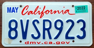 California 2022 - tablica z USA