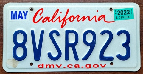 California 2022 - tablica z USA