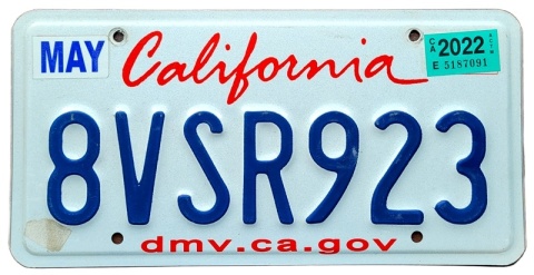 California 2022 - tablica z USA