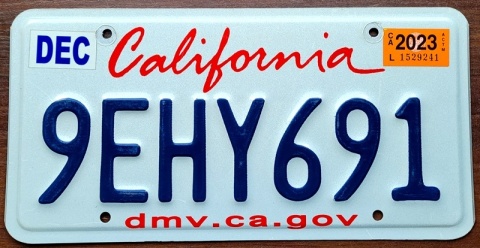 California 2023 - tablica z USA