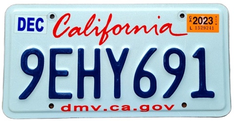 California 2023 - tablica z USA