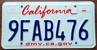 California - tablica z USA