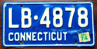 Connecticut 1974 - tablica z USA