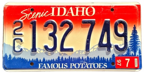 Idaho 1997 - tablica z USA