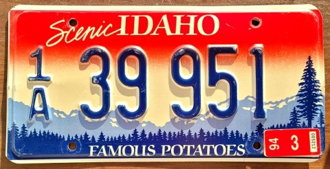 Idaho 1994 - tablica z USA