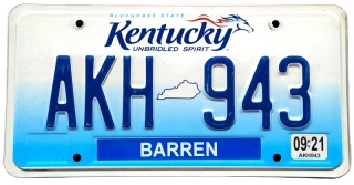 Kentucky 2021 - tablica z USA