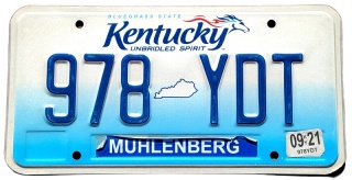 Kentucky 2021 - tablica z USA