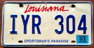 Louisiana 2003 - tablica z USA