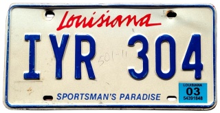 Louisiana 2003 - tablica z USA