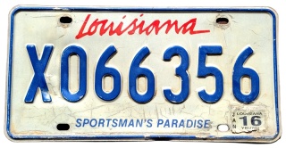 Louisiana 2016 - tablica z USA