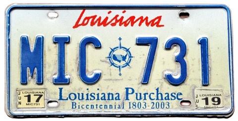 Louisiana 2019 - tablica z USA