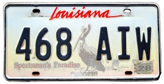 Louisiana 2020 - tablica z USA