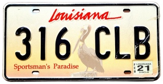 Louisiana 2021 - tablica z USA