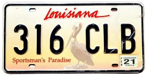 Louisiana 2021 - tablica z USA