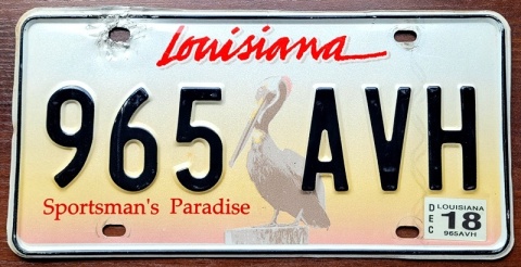 Louisiana 2018 - tablica z USA