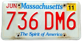 Massachusetts 2011 - tablica z USA