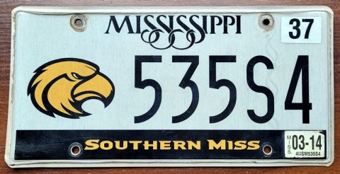 Mississippi 2014 - tablica z USA