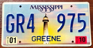 Mississippi 2010- tablica z USA