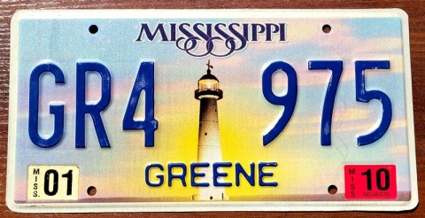 Mississippi 2010- tablica z USA