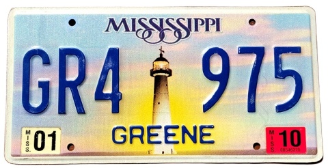 Mississippi 2010- tablica z USA